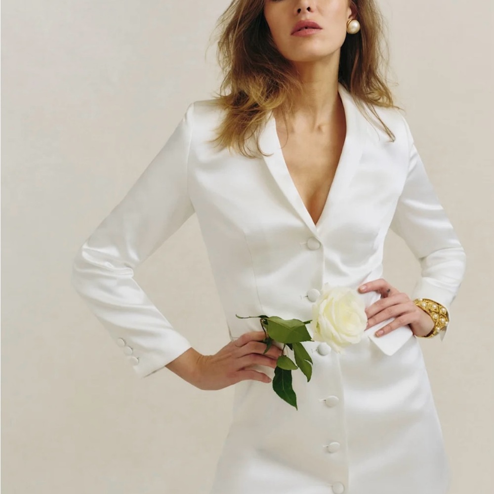 Reformation Nell Satin Blazer Dress